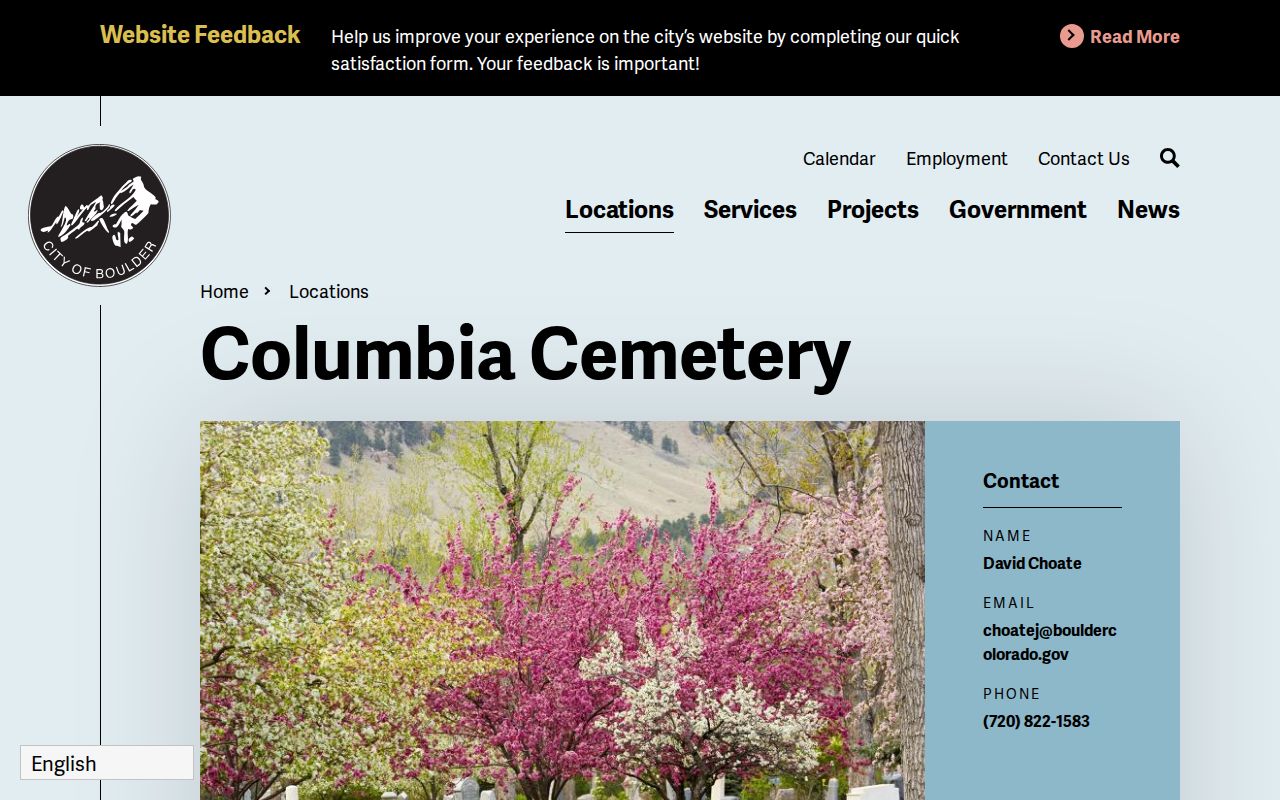 Boulder city directory Columbia Cemetery burial index and local history