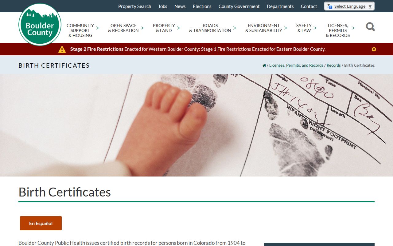Boulder residents directory view of Boulder County birth certificate access