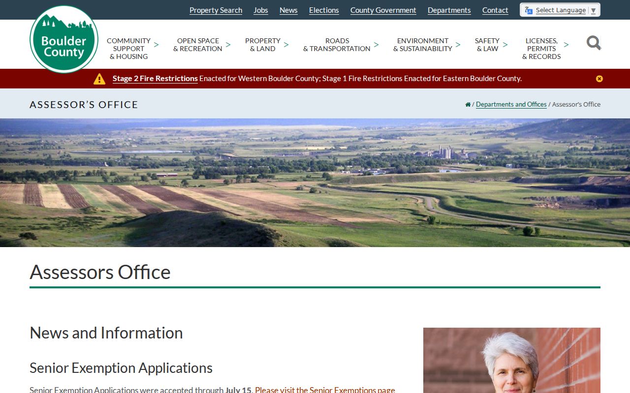 Boulder residents directory view of the Boulder County Assessor office