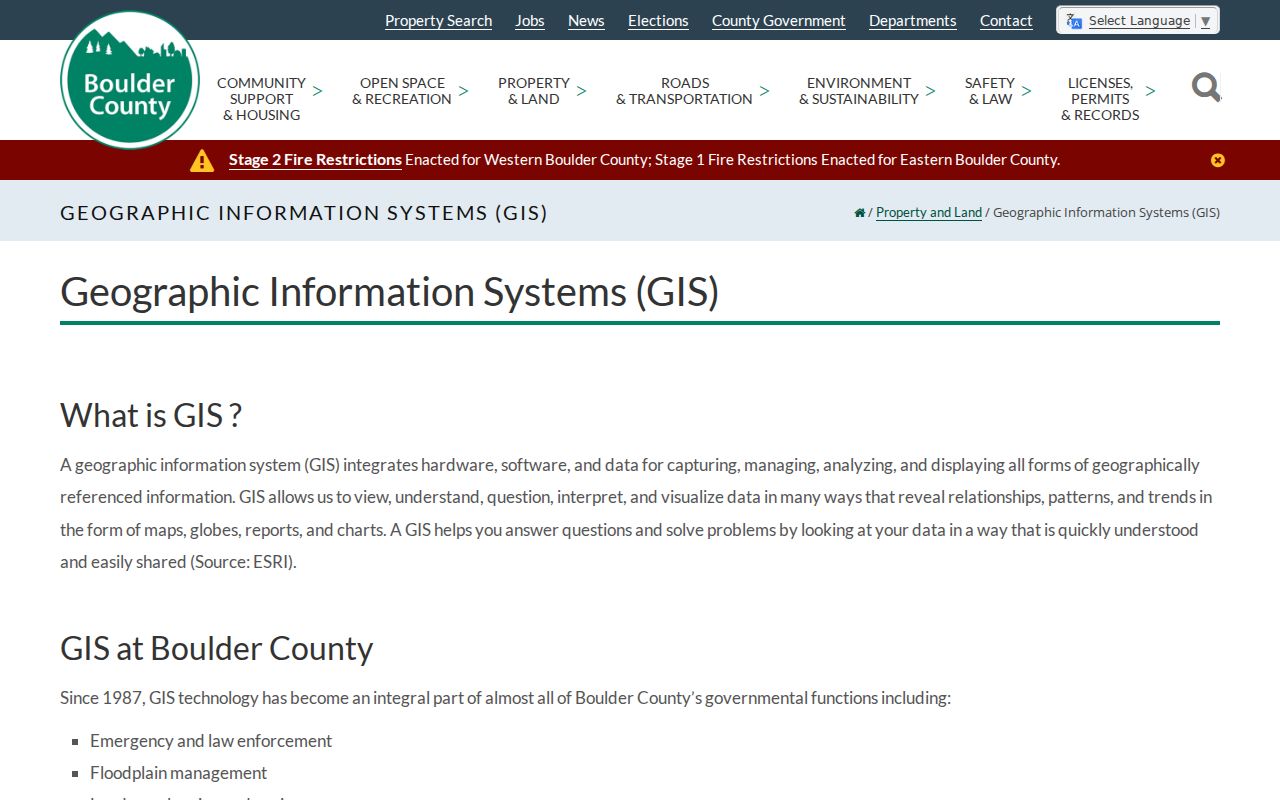 Boulder street directory county GIS parcel and public data layers
