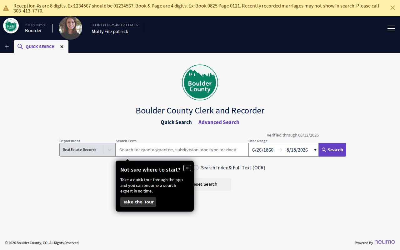 Boulder street directory official record search grantor grantee index